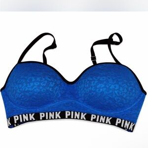 PINK Victoria's Secret Vibrant Blue Animal Print Bra